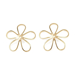 Настоящее золото 24K Шапочки и конусы для бусин, латунные, без кадмия и без свинца, цветок, реальный 24 k позолоченный, 19.5x20x3 мм, отверстие : 1 мм