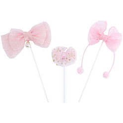 Pink 3 шт. 3 стили бантов для украшения торта из ткани, карточки-вкладыши для торта, для украшения торта, розовые, 110~172x63~105x11~21 мм, 1 шт / стиль