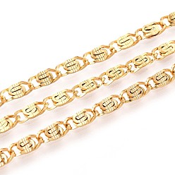 Настоящее золото 18K 304 из нержавеющей стали lumachina цепи, пайки, с катушкой, ионное покрытие (ip), реальный 18 k позолоченный, 8x3.5x1.5 мм, около 32.81 футов (10 м) / рулон