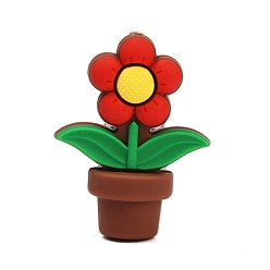 (123L) Белый крем непрозрачный блеск 3d трехмерные цветочные силиконовые бусины, фокусные бусы, огнеупорный кирпич, 35x26.5x14.5 мм, отверстие : 2.5 мм