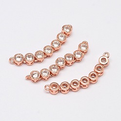 Oro Rosa Real Chapado Latón micro allanar aaa enlaces de circonio cúbico, sin cadmio y níque y plomo, Oro rosa real plateado, 30x4x3.3 mm, agujero: 1 mm
