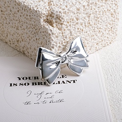 Серебро Непрозрачные акриловые бусины, бантом, серебряные, 26x38x7 мм, отверстие : 3 мм