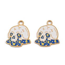 Skull Хэллоуин 304 из нержавеющей стали подвески, с эмалью, ионное покрытие (ip), реальный 18 k позолоченный, череп, 17x15x0.8 мм, отверстие : 2 мм