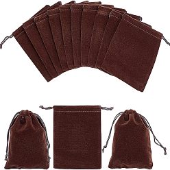 Кокосово-Коричневый Прямоугольник бархат пакеты, мешки для подарков на рождество, кокосового коричневый, 12x10 см