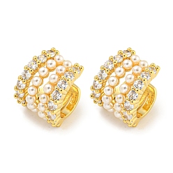 Настоящее золото 18K Латунные серьги-манжеты из прозрачного кубического циркония, с бусинами из искусственного жемчуга abc для женщин, реальный 18 k позолоченный, 15x12.5 мм