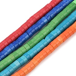 (52) Непрозрачная лаванда Синтетических нитей бирюзовые бусы, диск, Heishi бусы, окрашенные, разноцветные, 6x3.5 мм, отверстие : 1 мм, около 54~55 шт / нитка, 7.68'' (19.5 см) ~ 7.87'' (20 см)