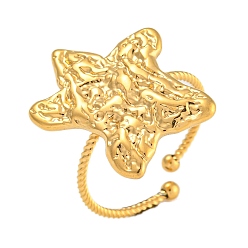 Настоящее золото 18K 304 открытые манжеты из нержавеющей стали для женщин, звезда, реальный 18 k позолоченный, звезды: 21x19 mm, регулируемый