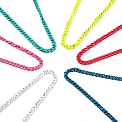 Mixed Color Spray Painted Brass Curb Chain Necklaces, Mixed Color, 17.13 nch(43.5cm)