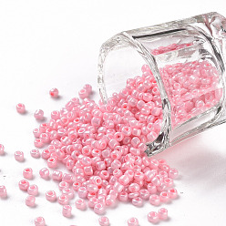 Pink Glass Seed Beads, Opaque Colours Seed, Small Craft Beads for DIY Jewelry Making, Round, Pink, 2mm, Hole:1mm, about 30000pcs/pound