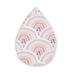 Fan Печатные подвески из непрозрачного акрила, слеза с веером, 49.5x32.5x1.5 мм, отверстие : 1.6 мм