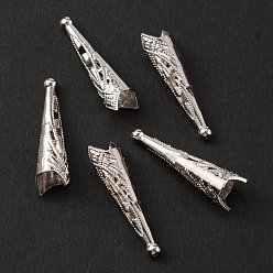 Platinum Alloy Cord End, End Caps, for Tassel Pendant Decoration Makings, Platinum, 37.5x10.5x9.5mm