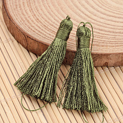 Dark Olive Green Nylon Thread Tassel Big Pendant Decorations, Dark Olive Green, 43x6mm