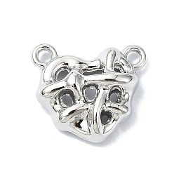 Platinum Alloy Link Charms, Heart, Platinum, 12x14x5mm, Hole: 1mm