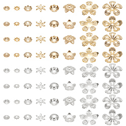 (52) Непрозрачная лаванда 64шт 16стиль латунный колпачок для бусины, цветок, разноцветные, 4.5~15.5x4.5~16x0.5~2.5 мм, отверстие : 1~1.8 мм