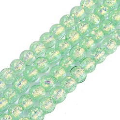 Бледно-Зеленый Нити из фольги в технике лэмпворк, круглые, бледно-зеленый, 10 мм, около 40 шт / нитка, 14.57'' (37 см)