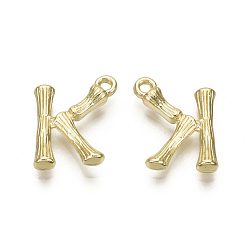 Letter K Подвески из сплава , без кадмия, без никеля и без свинца, бамбуковая буквица, реальный 18 k позолоченный, letter.k, k: 15x12x3 мм, отверстие : 1.5 мм