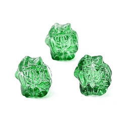 Зеленый Стеклянные бусины, лиса, зелёные, 20x19x15 мм, отверстие : 1.2 мм