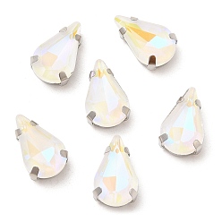 Кристалл Мокко флуоресцентная (ми) капля, пришитая стразами, многожильных ссылки, с настройками латуни, аксессуары для одежды, кристалл, 12.5x8x5 мм, отверстие : 1.2 мм