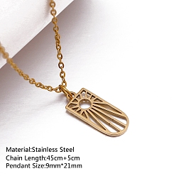 Oval 201 подвесные из нержавеющей стали ожерелья, ожерелья-цепочки для женщин, золотые, овальные, 17.72 дюйм (45 см), Кулон : 21x9 мм