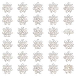 Серебро 30шт. пуговицы из сплава пластика с перламутровой ножкой, 1-луночное, цветок, серебряные, 18x12 мм, отверстие : 2 мм