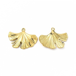 Настоящее золото 18K Ионное покрытие (ip) 304 подвески из нержавеющей стали, очарование листьев гинкго, реальный 18 k позолоченный, 22.5x30x2 мм, отверстие : 1.4 мм