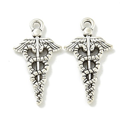 Античное Серебро Сплавочные подвески тибетского стиля, без свинца и без кадмия, двойная змеиная палка, античное серебро, 25x13.5x2.5 мм, отверстие : 2 мм