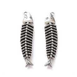 Antique Silver Tibetan Style Alloy Big Pendants, Fishbone Charm, Antique Silver, 52x12.5x6mm, Hole: 2mm