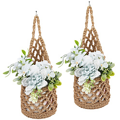 Светло-коричневый Хлопковые вязальные сумки, вязаные крючком сумки для хранения фруктов, загар, 27.5~29x18~19x0.9 см