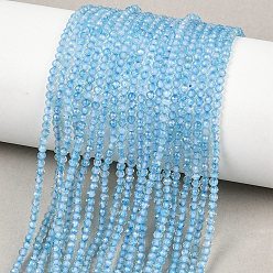 Топаз Натуральные бусы из голубого топаза нити, круглые, граненые, 2~2.5 мм, отверстие : 0.5 мм, около 191 шт / нитка, 15.43'' (39.2 см)