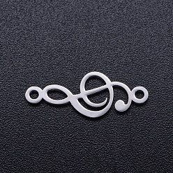 Stainless Steel Color 201 Stainless Steel Links connectors, Treble Clef, Stainless Steel Color, 18.5x7x1mm, Hole: 1.2mm