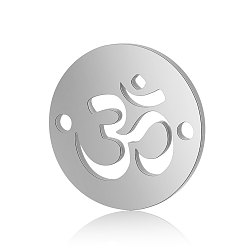 Нержавеющая Сталь Цвет 201 соединительные звенья нержавеющие, плоский круглый с символом ом, цвет нержавеющей стали, 12x0.8 мм, отверстие : 0.8 мм