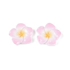 Бледно-Розовый Кабошоны из непрозрачной смолы в виде цветка плюмерии, розовый жемчуг, 20~21x20~21x4.5~5 мм
