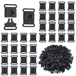 Черный Пластиковые пряжки, запасная часть застежки, чёрные, 17.5x13x3 мм, отверстие : 10.5x1.5 мм, 300 шт / комплект