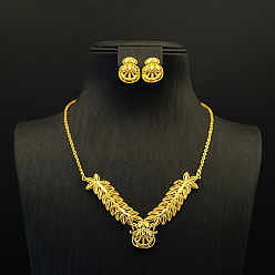 Лист Латунные подвески и серьги-гвоздики для женщин, золотые, лист, 15 мм и 450 мм