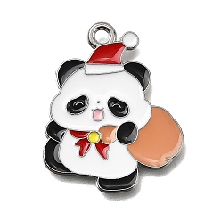 Панда Подвески из эмали и сплава, платина, Рождественская серия, панда, 24x20.5x1 мм, отверстие : 1.8 мм