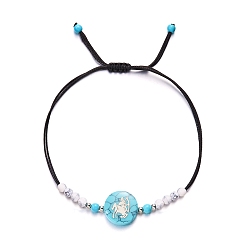 Стрелец Регулируемые браслеты из синтетической бирюзы и воскового шнура, браслеты двенадцать созвездий, Стрелец, 6-1/4~10-1/4 дюйм (16~26 см)