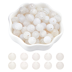 White ARRICRAF Natural & Dyed Crackle Agate Beads Strands, Frosted Style, Round, White, 10mm, Hole: 1.2mm, about 36pcs/strand, 15.5 inch, 2strands/box