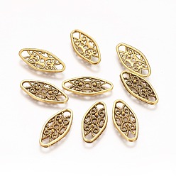 Античное Золото Тибетского стиля ссылки / разъемы, овальные, без кадмия, без никеля и без свинца, античное золото , 24x11x2 мм, отверстие : 2 мм