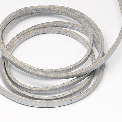 Серебро Шнуры из искусственной замши, искусственная замшевая кружева, одна сторона покрытия с искусственной кожи, серебряные, 2.7x1.4 мм, около 98.42 ярдов (90 м) / рулон