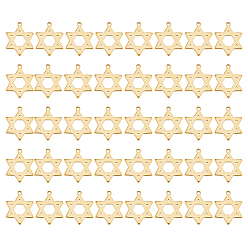 Настоящее золото 18K 40Тема религии шт., 304 подвески из нержавеющей стали, лазерная резка, для евреев, звезда Давида, реальный 18 k позолоченный, 17x14x1 мм, отверстие : 1.2 мм