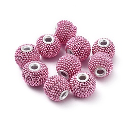 Pink Индонезийские бусины ручной работы, с полимерной глиной, латунные сердечники и латунные шариковые цепи, круглые, розовые, 14~15x12~13 мм, отверстие : 3 мм