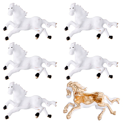 Golden Horse Enamel Pins, Zinc Alloy Brooches for Backpack Clothes, Golden, 32x43.5mm