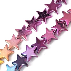 (52) Непрозрачная лаванда Нити синтетических немагнитных гематитовых бусин с градиентным цветным гальваническим покрытием, звезда, разноцветные, 11x10.5x2.5 мм, отверстие : 0.6 мм, около 43 шт / нитка, 14.17'' (36 см)