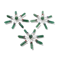 Зеленый Авантюрин Натуральный зеленый авантюрин 7 генератор энергии точек чакры, исцеляющий хрустальный камень рейки, 111x17.5 мм