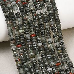 Bloodstone Natural African Bloodstone Beads Strands, Faceted Rondelle, 5x2.5mm, Hole: 0.8~0.9mm, about 145~146pcs/strand, 14.96''(38cm)