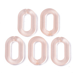Light Salmon Transparent Acrylic Linking Rings, Quick Link Connectors, for Cable Chains Making, Oval, Frosted, Light Salmon, 27x16.5x4mm, Inner Diameter: 18x8mm