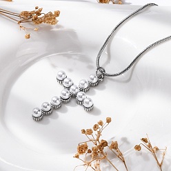 Нержавеющая Сталь Цвет 304 ожерелья из нержавеющей стали и пластика с цепочкой-змейкой в виде креста для женщин, цвет нержавеющей стали, 15.83 дюйм (40.2 см)