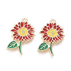 Темно-Красный Подвески из эмали и сплава, , золотые, без кадмия, без никеля и без свинца, темно-красный, 25.5x15.5x1.5 мм, отверстие : 1.4 мм