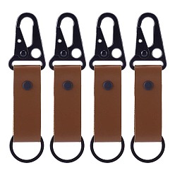 Saddle Brown 4Pcs PU Leather Belt Keychains, Car Key Keychains, with Alloy Key Rings & Snap Clasps, Black, Saddle Brown, 115~130mm