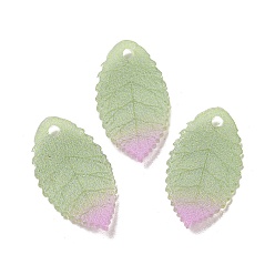 Светло-зеленый Термоусадочные пластиковые подвески, лист прелести, светло-зеленый, 19x11x1 мм, отверстие : 1.4 мм